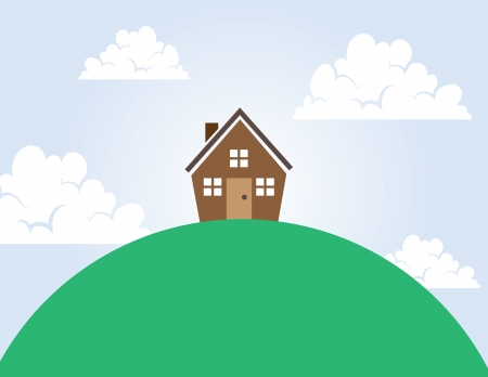 House on top of a large hill のイラスト素材