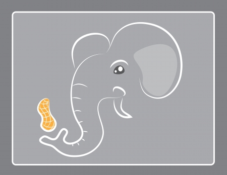 Abstract elephant outline with peanut のイラスト素材