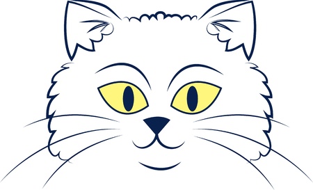 Large outlined cartoon cat face のイラスト素材
