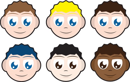 Various kid faces with different hair colors のイラスト素材
