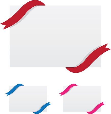 Blank cards with ribbons isolated のイラスト素材