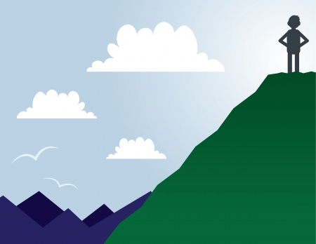 Man successfully climbing mountain  のイラスト素材