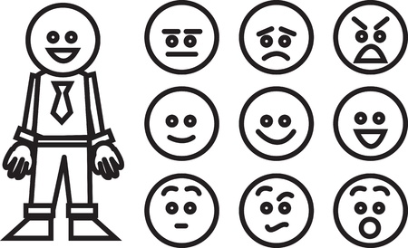 Business worker and swappable facial expressions のイラスト素材