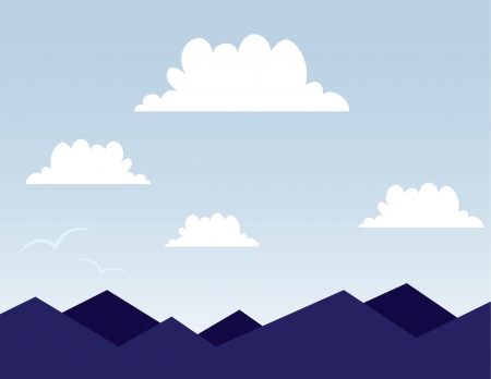 Purple mountain scene with clouds のイラスト素材