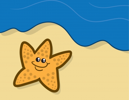 Starfish character on the beach のイラスト素材