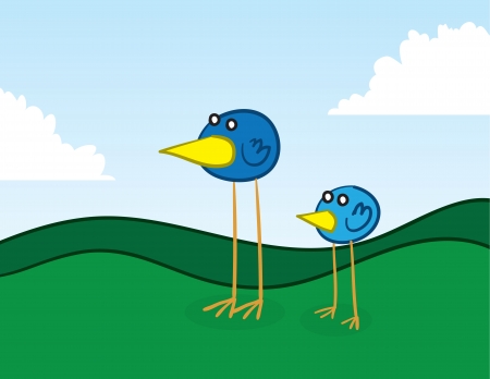 Long legged birds standing in the grass のイラスト素材