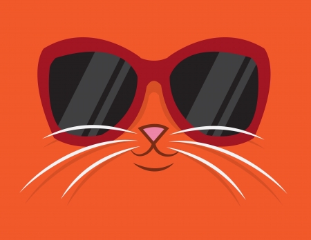 Cartoon cat head with sunglasses のイラスト素材