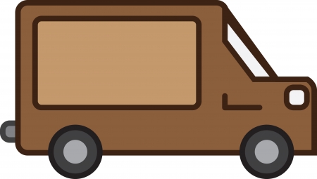 Isolated brown shipping truck with empty sign のイラスト素材