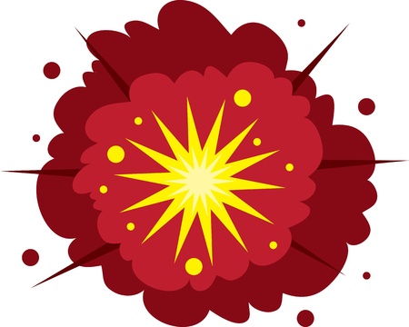 Isolated explosion. Red and yellow. 