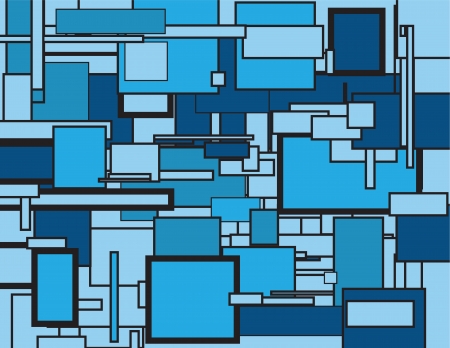 Abstract blue rectangles of various shaves and sizes のイラスト素材