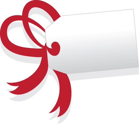 Isolated blank gift tag with red ribbon のイラスト素材