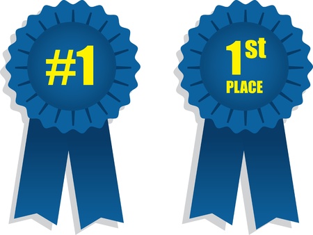 1st place winning blue ribbons  のイラスト素材