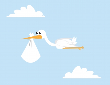 Cartoon stork flying in the sky のイラスト素材