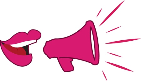 Woman s lips talking into megaphone のイラスト素材