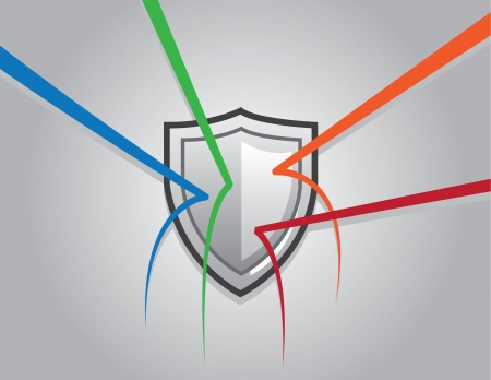 Shield blocking various shooting lines のイラスト素材