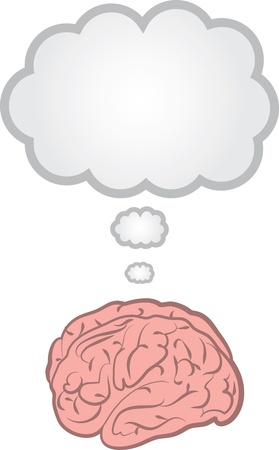 Brain with blank floating thought bubble  のイラスト素材