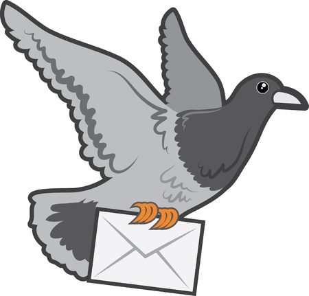 Carrier pigeon flying with envelope letter のイラスト素材