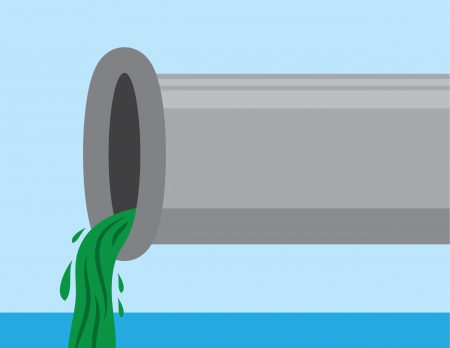 Pipe with sludge pouring out into water のイラスト素材