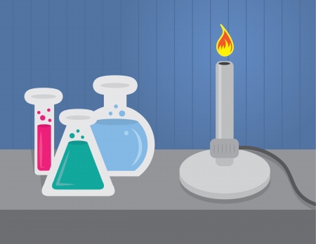 Chemistry set with beakers and test tubes のイラスト素材