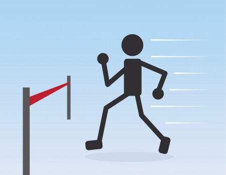 Silhouetted man finishing first in a race のイラスト素材