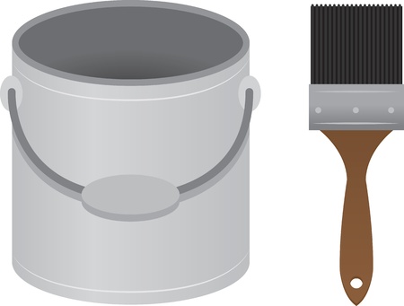 Patin brush and paint bucket のイラスト素材