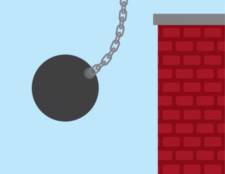 Wrecking ball about to hit brick building  のイラスト素材