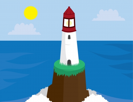 Lighthouse in the middle of the ocean のイラスト素材