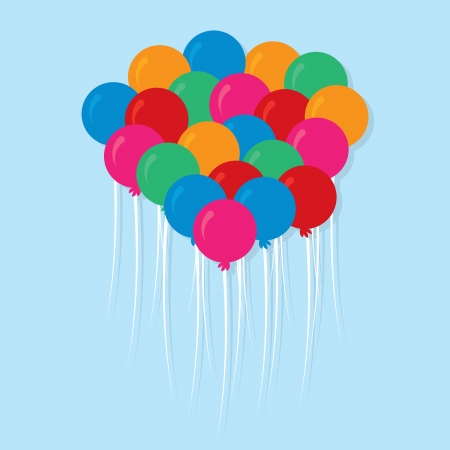 Group of floating balloons in multiple colors のイラスト素材