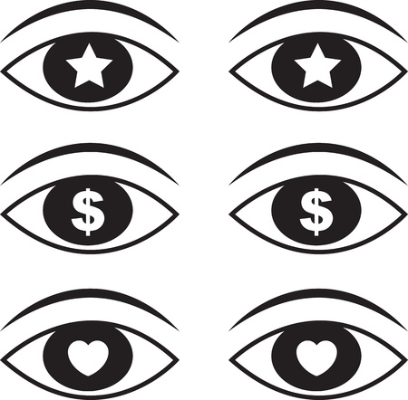 Eyes with various symbols set 1 のイラスト素材