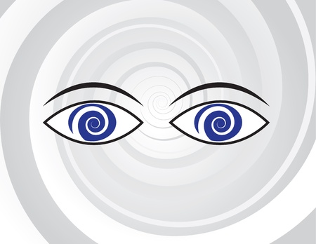 Eyes with spiral pupils over spiral background のイラスト素材