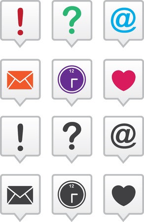 Speech bubble icons with various icons のイラスト素材