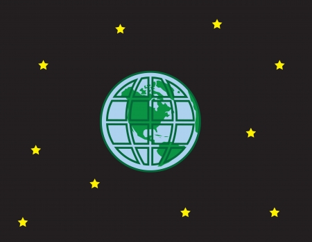 Earth grid in space with stars のイラスト素材