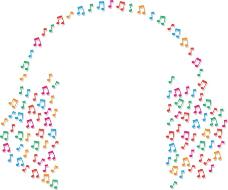 Small music notes forming headphones のイラスト素材