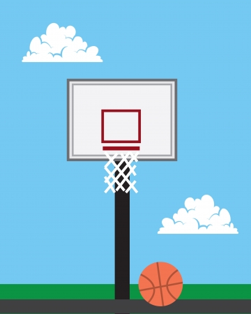 Basketball hoop outside with sky background のイラスト素材