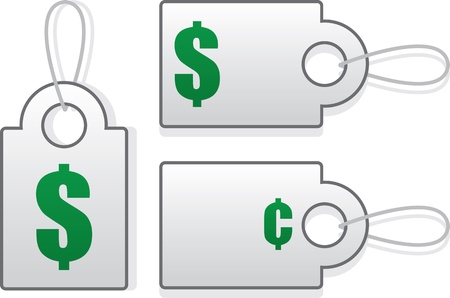 Price tags with green dollar and cent symbols のイラスト素材