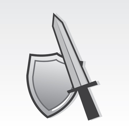 Sword and shield resting against one another のイラスト素材