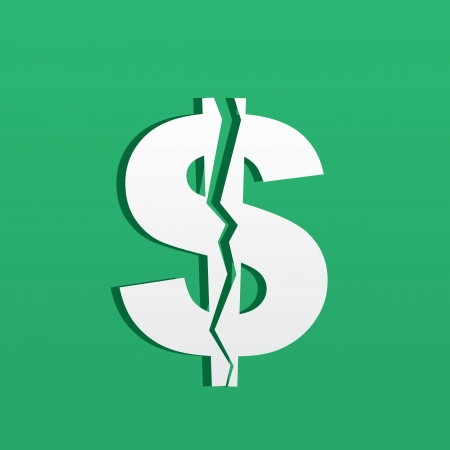 Dollar symbol cracked in half のイラスト素材