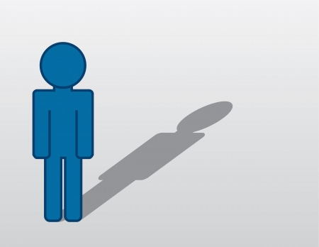 Standing figure with shadow at an angle のイラスト素材