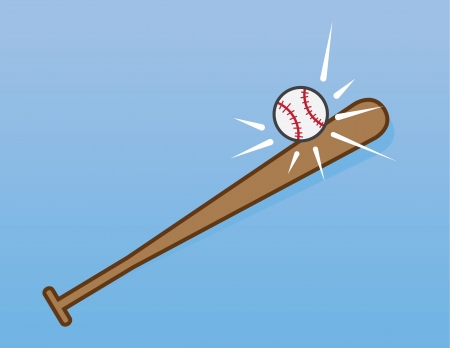 Wooden bat hitting baseball hard のイラスト素材