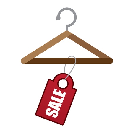Wooden hanger with red sale tag のイラスト素材