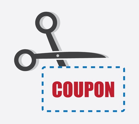 Scissors cutting through coupon dotted line のイラスト素材
