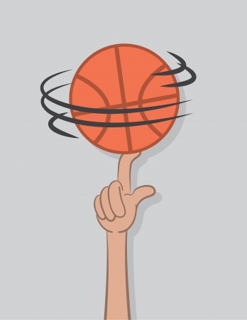 Basketball spinning on top of finger のイラスト素材