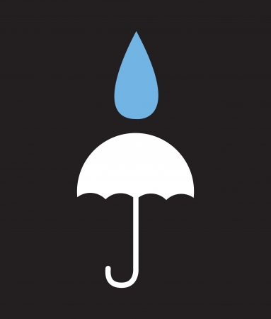 Umbrella icon silhouette with large water droplet のイラスト素材