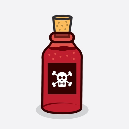 Red poison bottle with skull symbol のイラスト素材