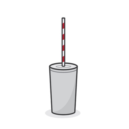 Isolated white cup with striped red straw のイラスト素材