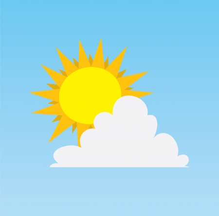 Yellow sun behind single cloud のイラスト素材