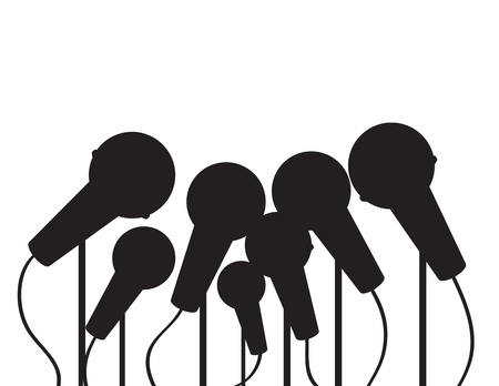 Multiple microphones silhouette with empty space のイラスト素材