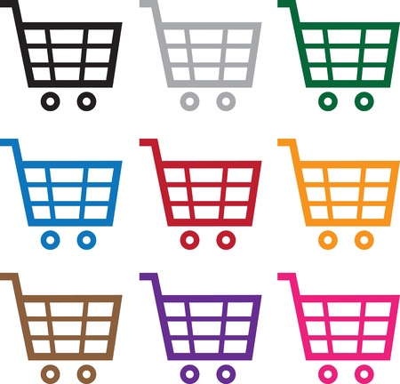 Shopping cart symbol in various colors のイラスト素材