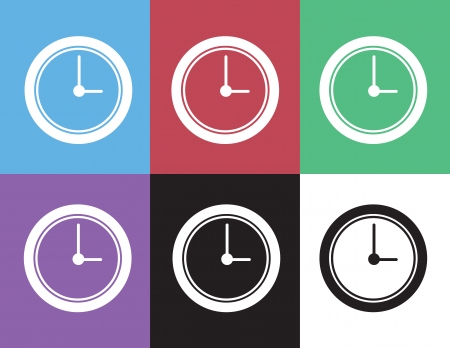 Clock face silhouette in different colors のイラスト素材