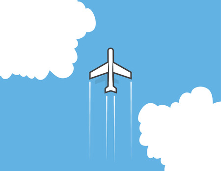 Airplane flying through the clouds のイラスト素材